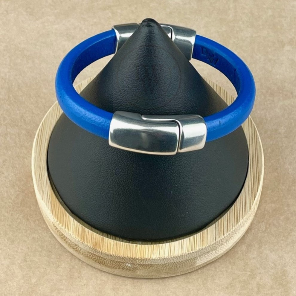 Electric Blue Leather Unisex Cobo Bracelet-1