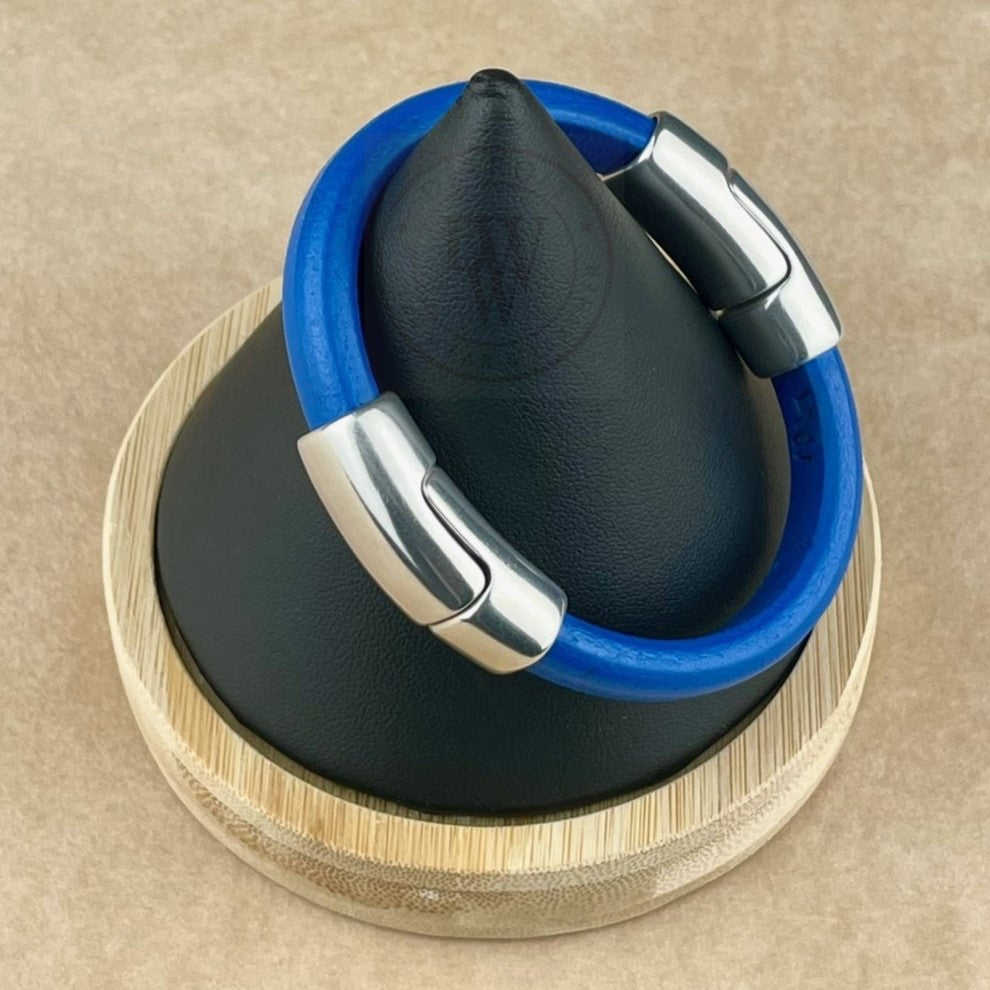 Electric Blue Leather Unisex Cobo Bracelet-2