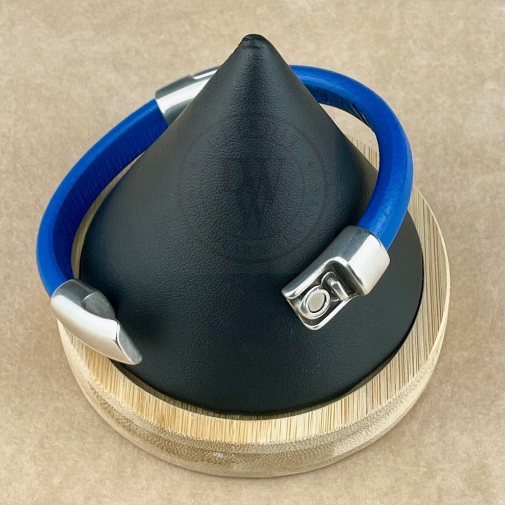 Electric Blue Leather Unisex Cobo Bracelet-3