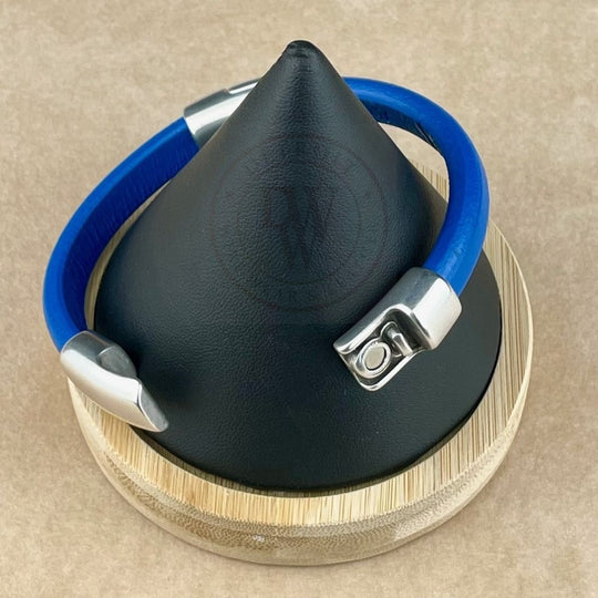 Electric Blue Leather Unisex Cobo Bracelet-3