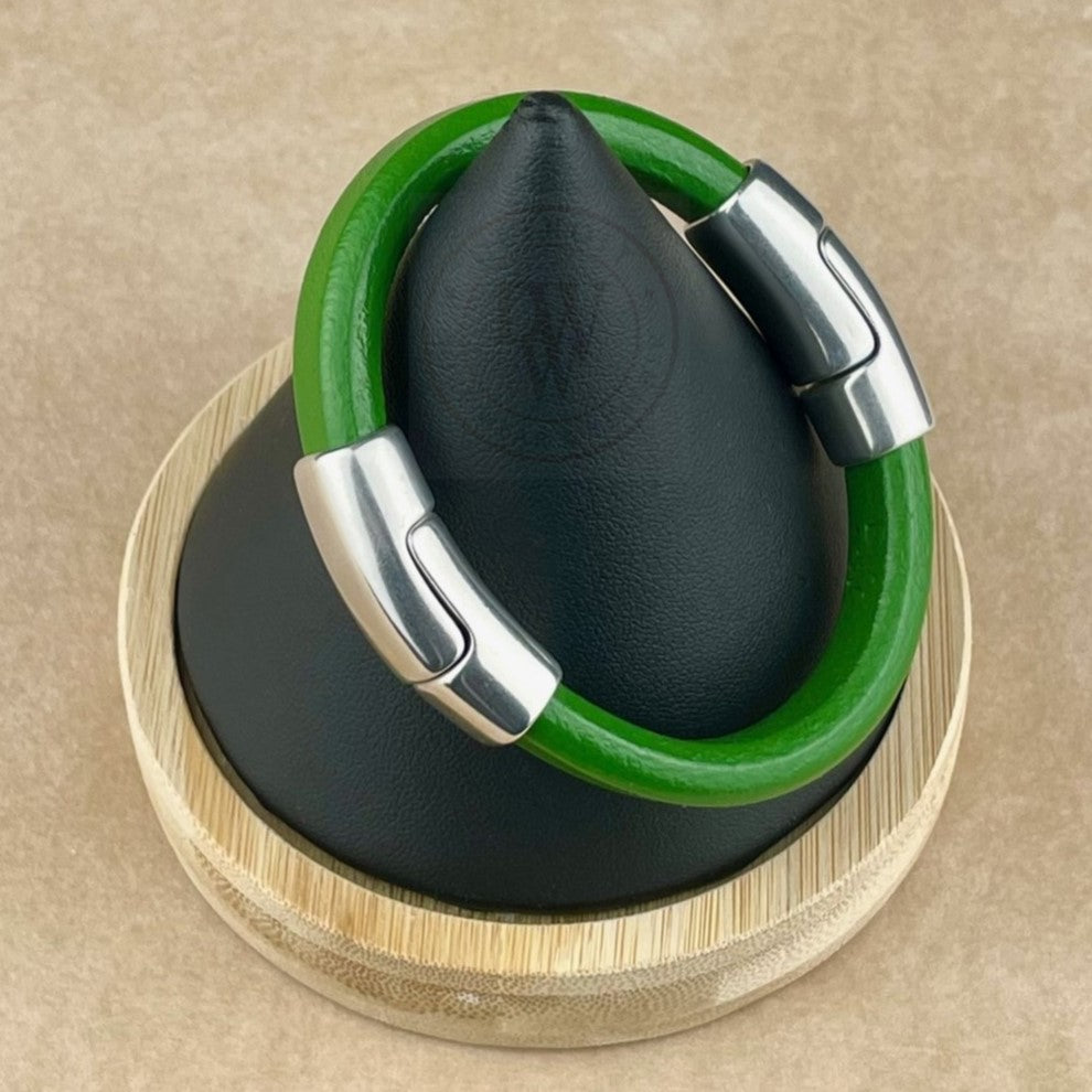 Kelly Green Leather Unisex Cobo Bracelet-2