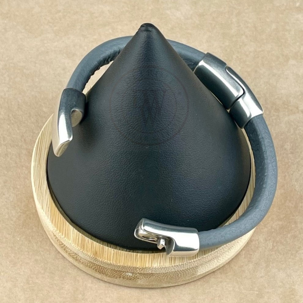 Dark Grey Leather Unisex Cobo Bracelet-3