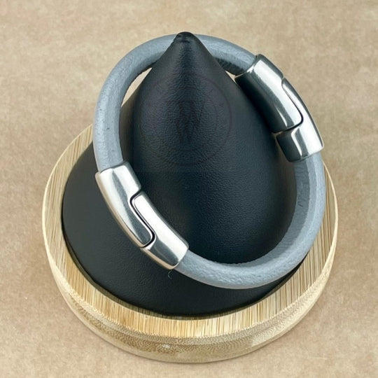 Light Grey Leather Unisex Cobo Bracelet-2