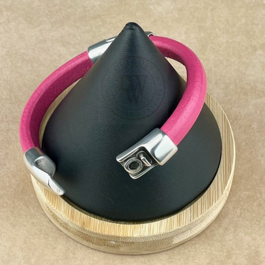 Fuchsia Leather Unisex Cobo Bracelet -3