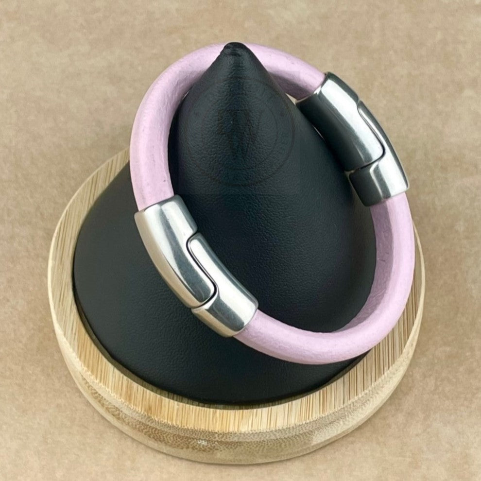 Light Pink Leather Unisex Cobo Bracelet-2