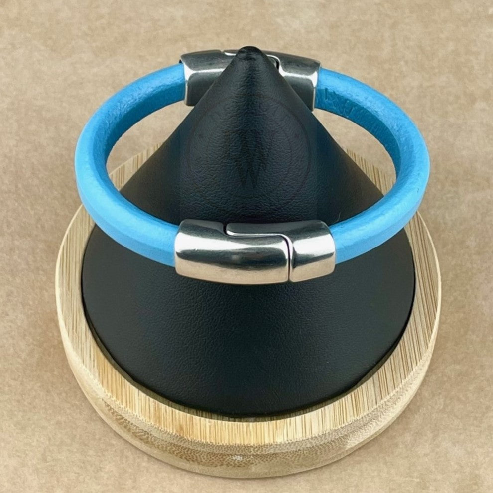 Baby Blue Leather Unisex Cobo Bracelet -1