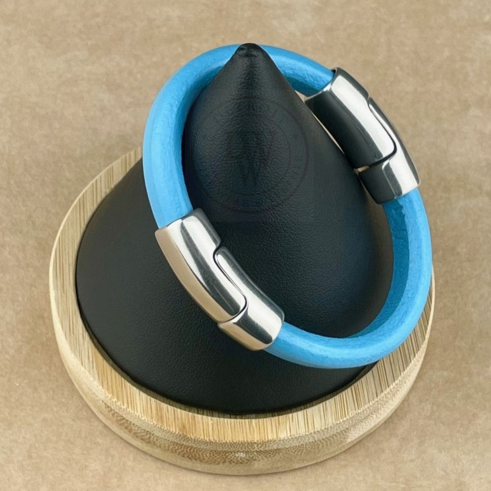Baby Blue Leather Unisex Cobo Bracelet -2