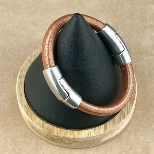 Matte Metallic Bronze Leather Unisex Cobo Bracelet -2