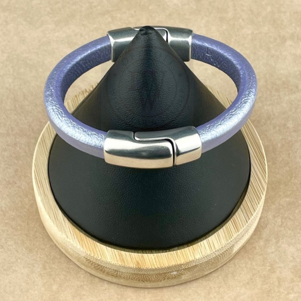 Metallic Lilac Leather Unisex Cobo Bracelet-1