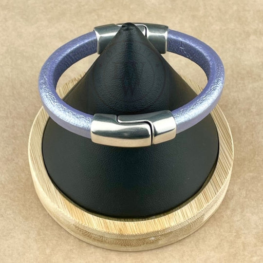 Metallic Lilac Leather Unisex Cobo Bracelet-1