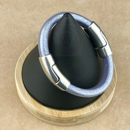 Metallic Lilac Leather Unisex Cobo Bracelet-2