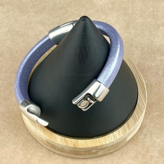 Metallic Lilac Leather Unisex Cobo Bracelet-3