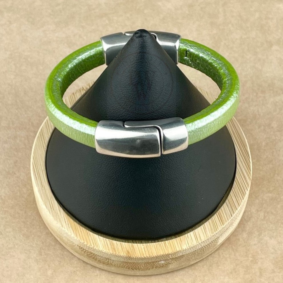 Metallic Pistachio Leather Unisex Cobo Bracelet-1