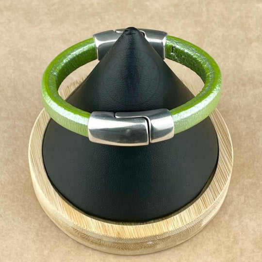 Metallic Pistachio Leather Unisex Cobo Bracelet-1
