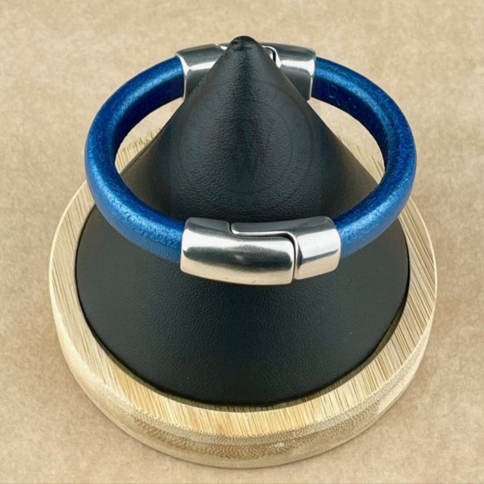 Metallic Cobalt Leather Unisex Cobo Bracelet -1