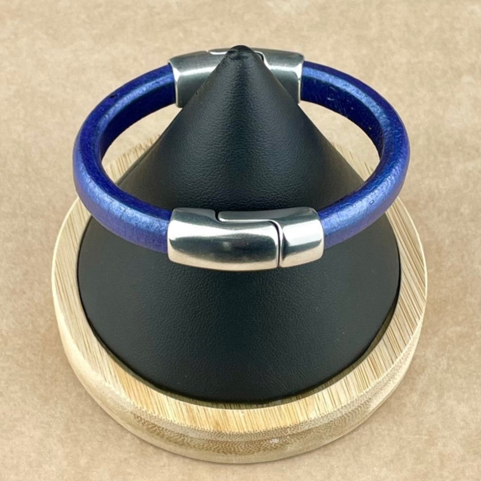 Metallic Amethyst Leather Unisex Cobo Bracelet -1