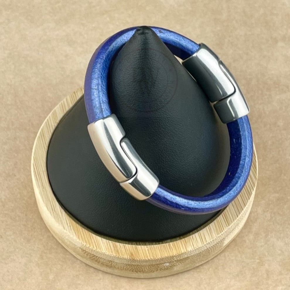 Metallic Amethyst Leather Unisex Cobo Bracelet -2