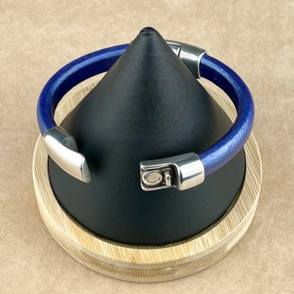 Metallic Amethyst Leather Unisex Cobo Bracelet -3