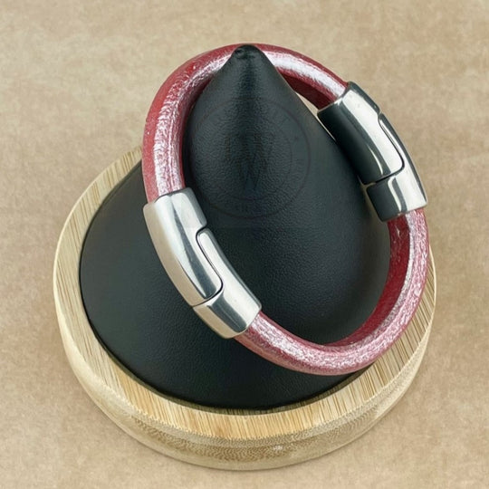 Metallic Coral Leather Unisex Cobo Bracelet-2