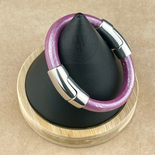 Metallic Orchid Leather Unisex Cobo Bracelet-2