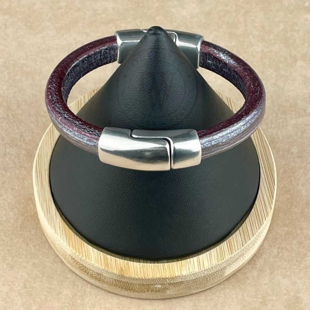 Metallic Grape Leather Unisex Cobo Bracelet-1