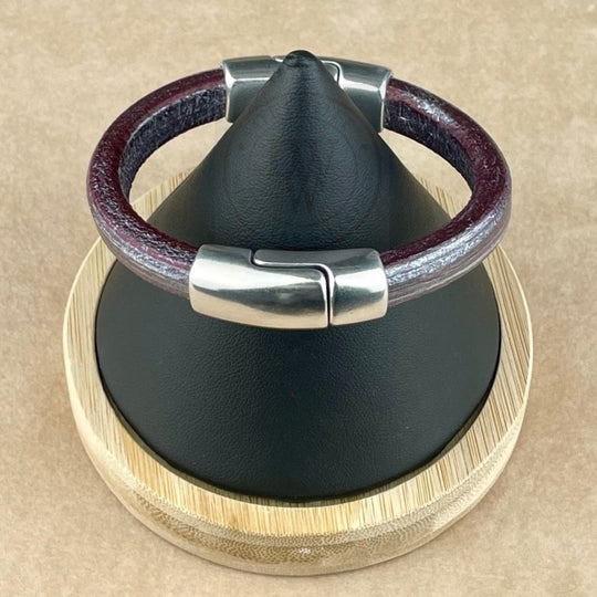 Metallic Grape Leather Unisex Cobo Bracelet-1