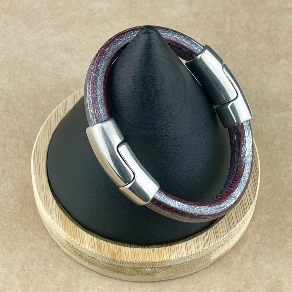 Metallic Grape Leather Unisex Cobo Bracelet-2