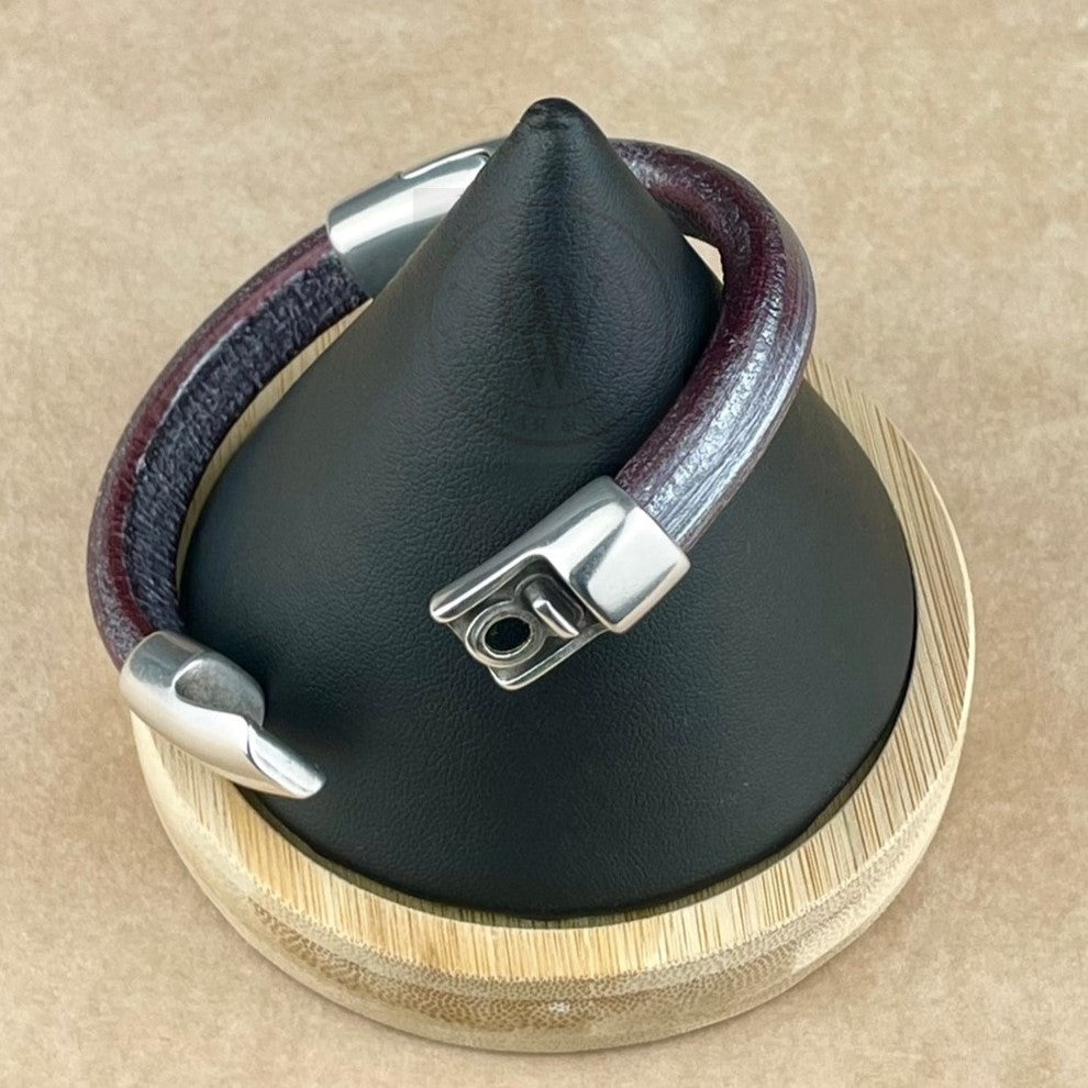 Metallic Grape Leather Unisex Cobo Bracelet-3