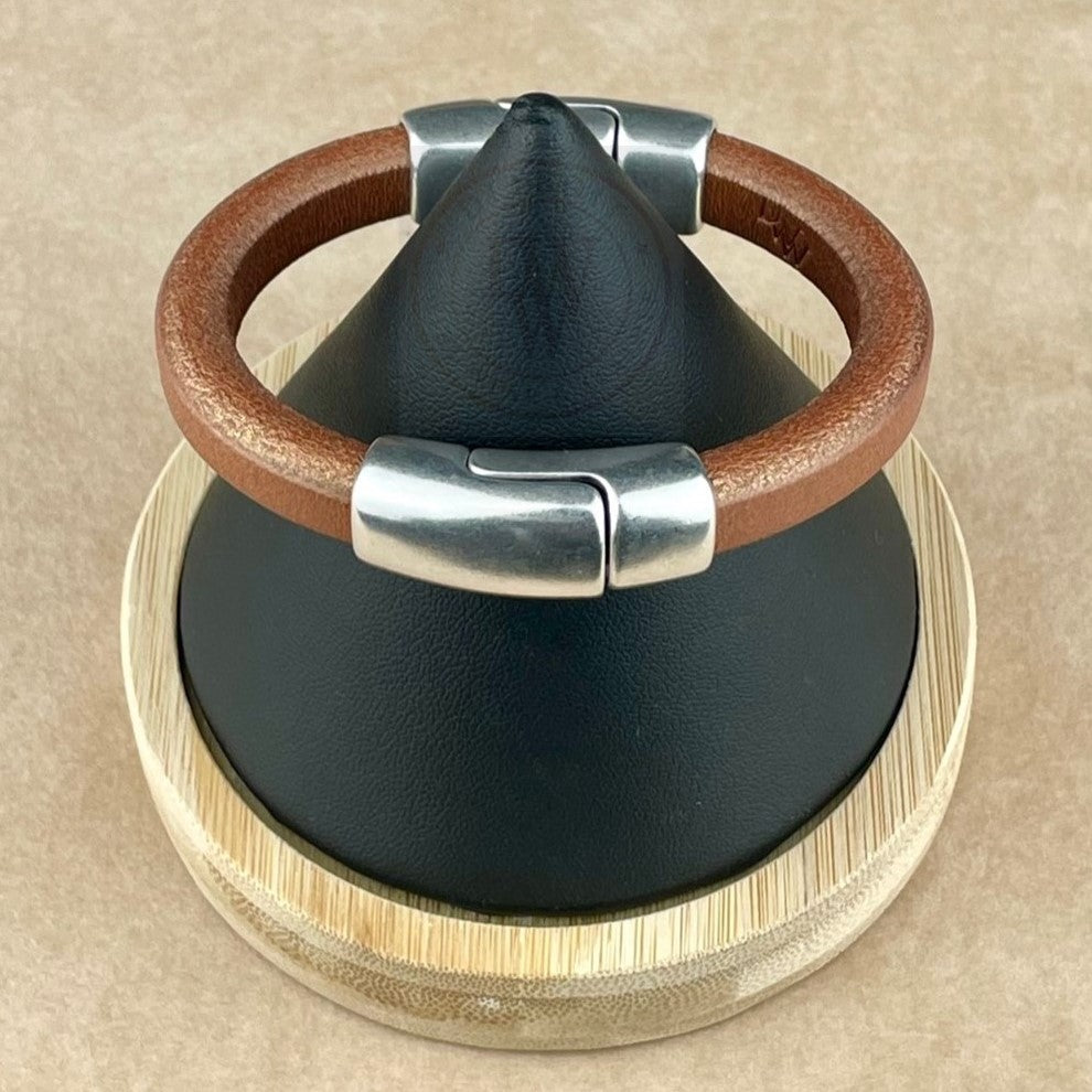 Matte Metallic Copper Leather Unisex Cobo Bracelet-1