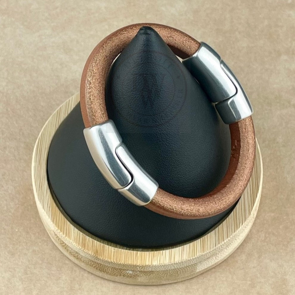 Matte Metallic Copper Leather Unisex Cobo Bracelet-2