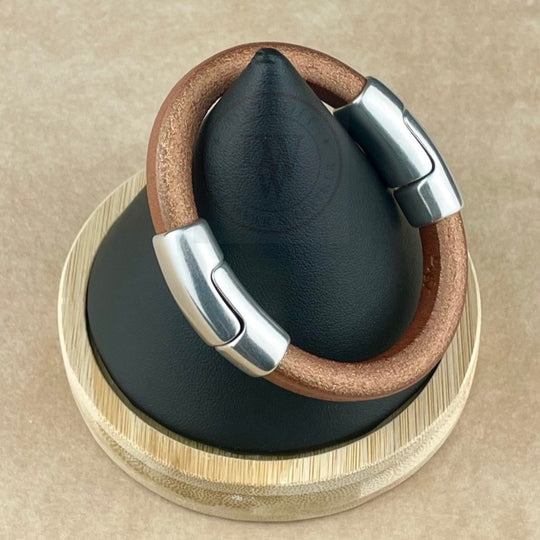 Matte Metallic Copper Leather Unisex Cobo Bracelet-2