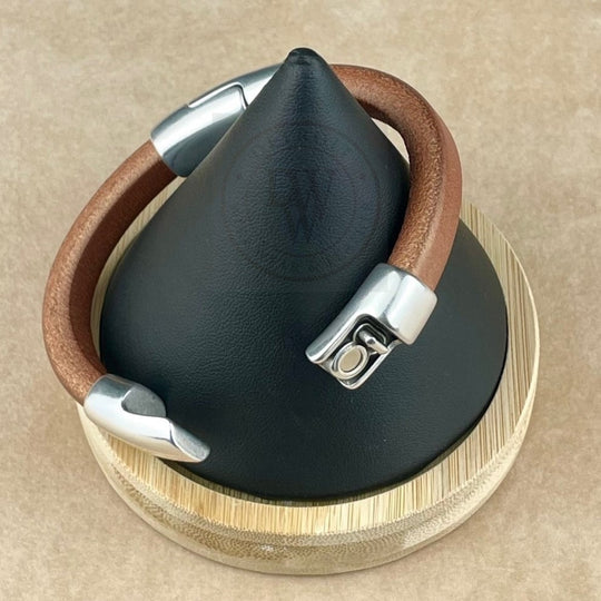 Matte Metallic Copper Leather Unisex Cobo Bracelet-3