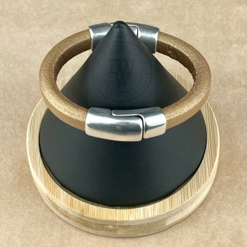 Matte Metallic Gold Leather Unisex Cobo Bracele-1