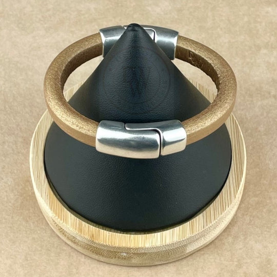 Matte Metallic Gold Leather Unisex Cobo Bracele-1