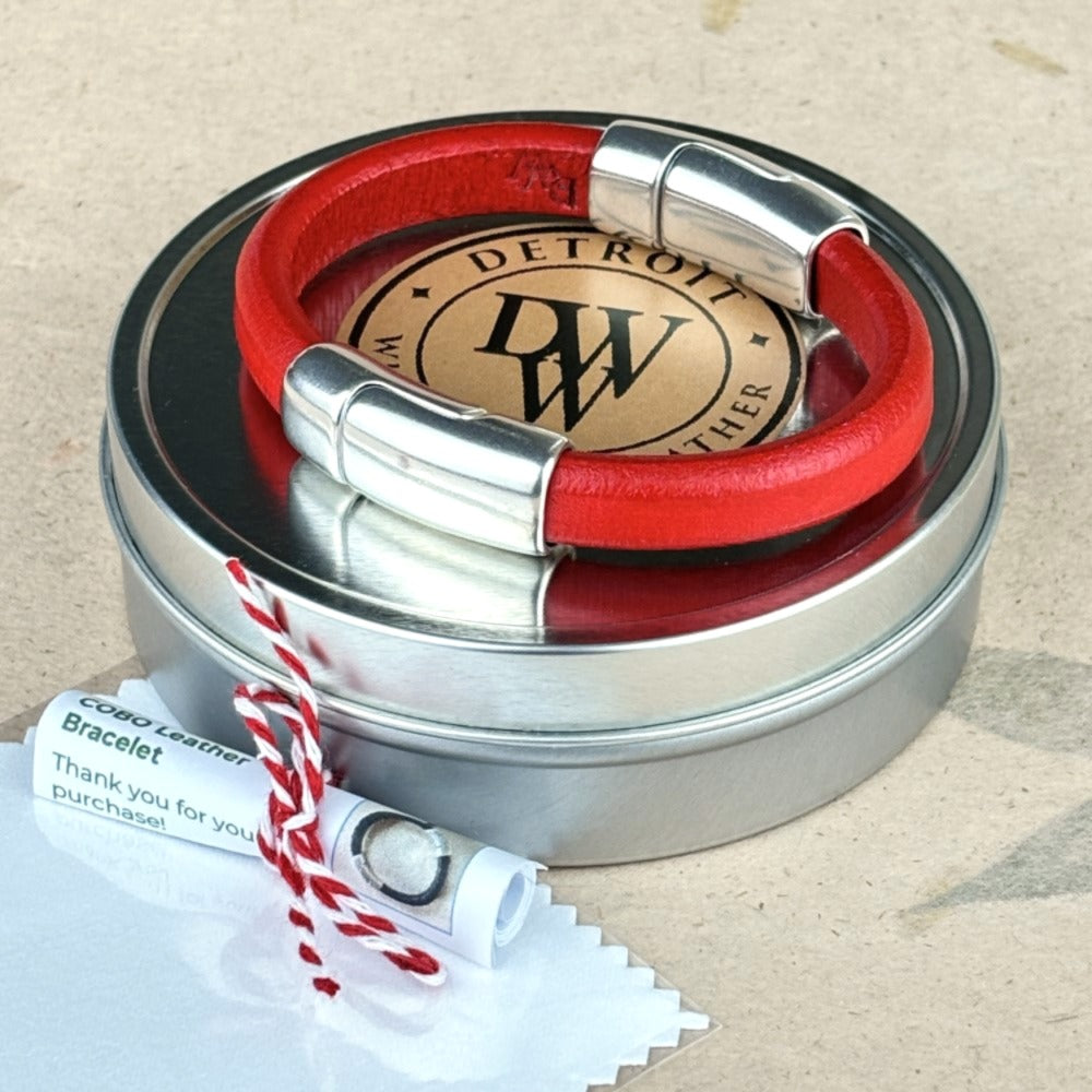 Bubblegum Pink Leather Cobo Bracelet with <strong>Double</strong> Antique Silver Magnetic Clasps