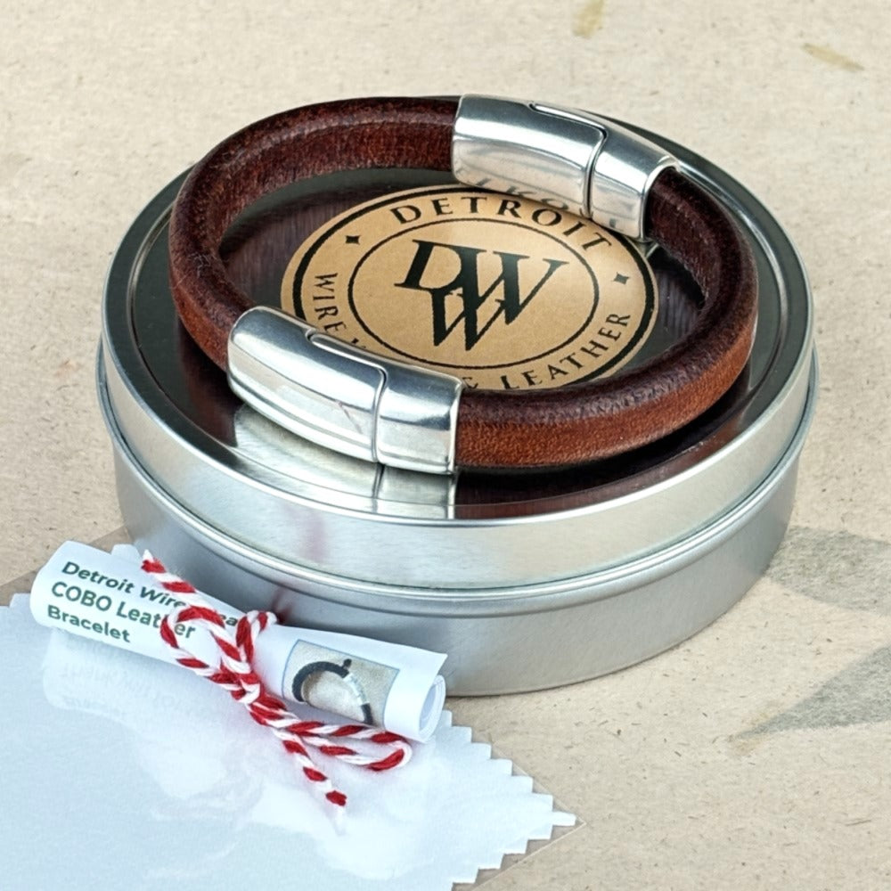 Matte Metallic Copper Leather Unisex Cobo Bracelet-4